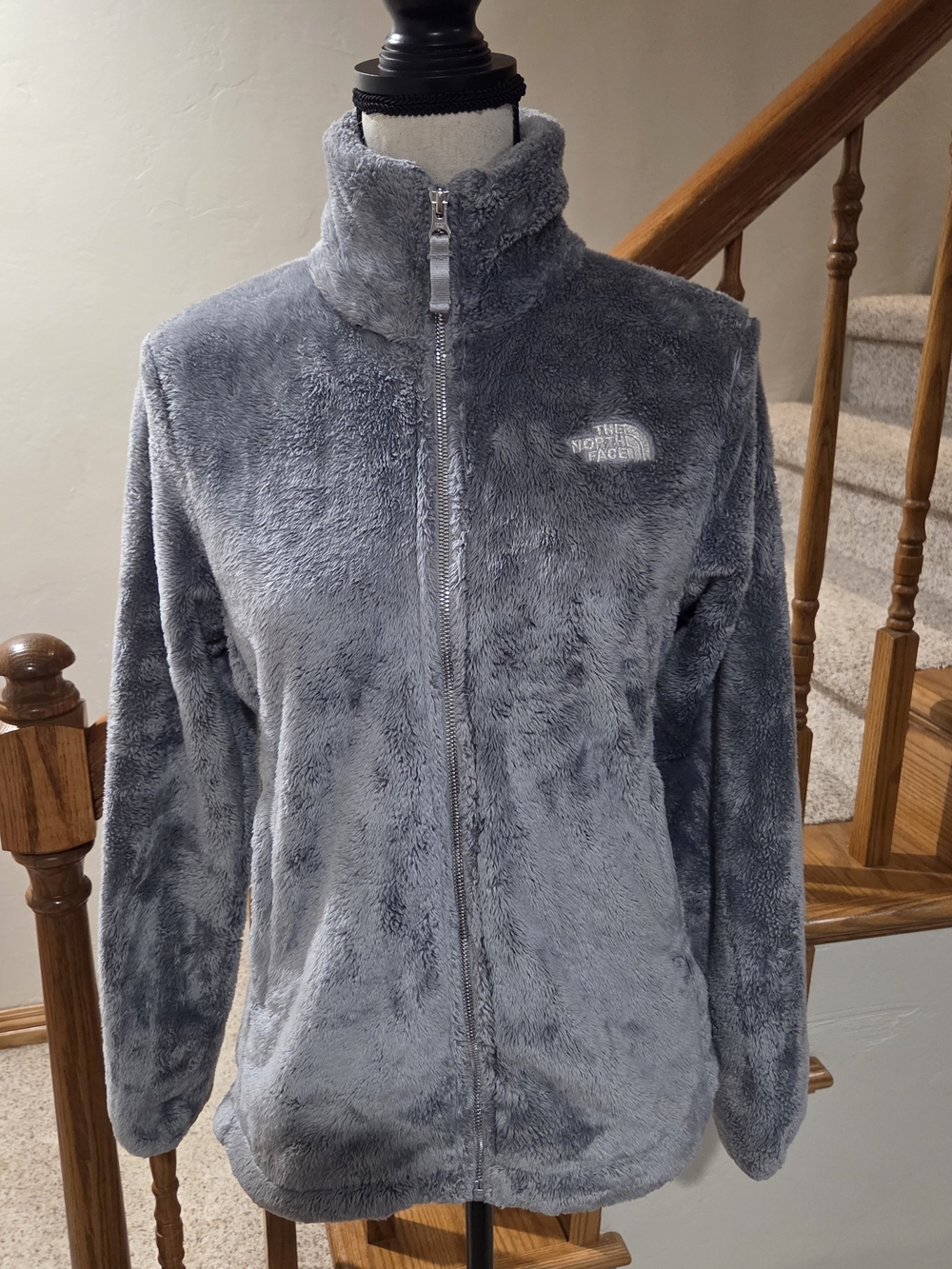 The North Face Gray Plush Full-Zip Teddy Jacket